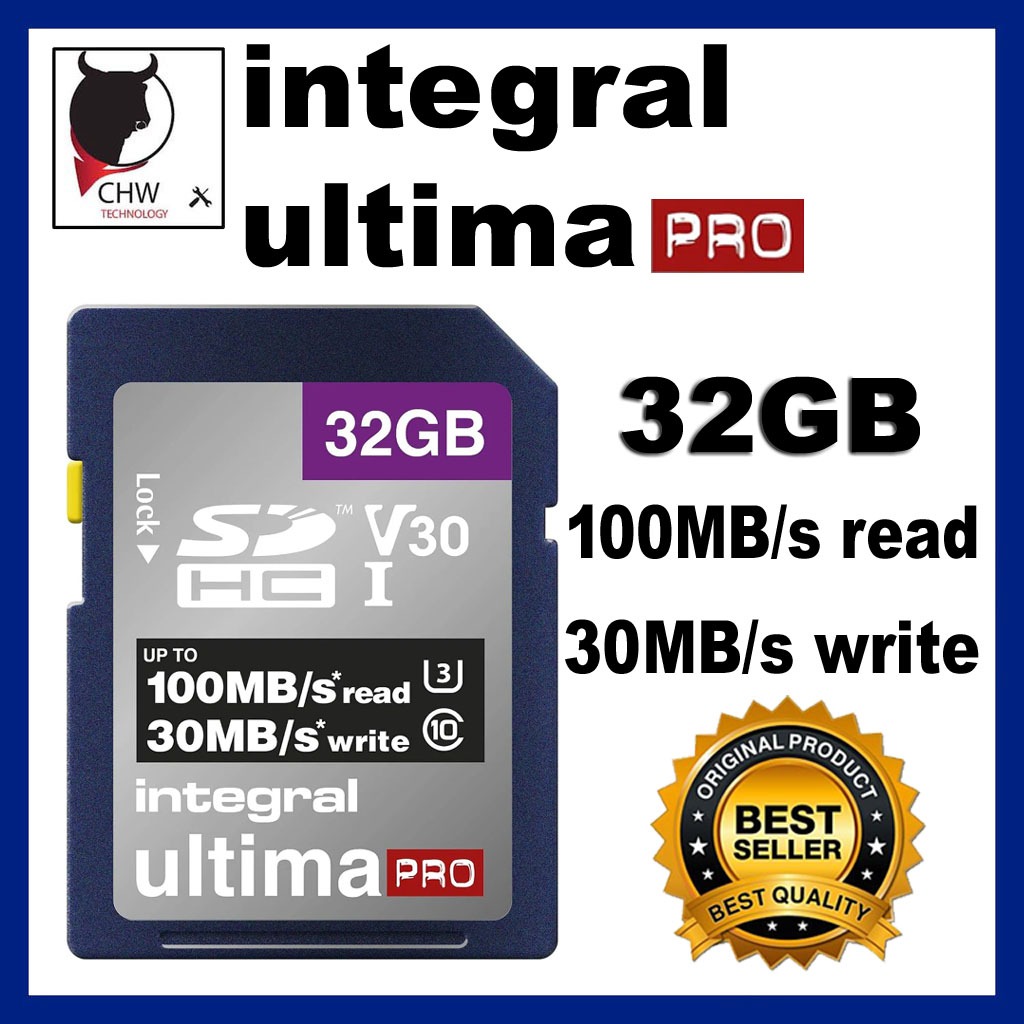 INTEGRAL ULTIMA PRO SD 32GB 100MB/S V30 32GB SD CARD (แพ็คมะกอก)