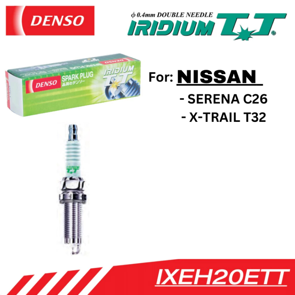 หัวเทียน DENSO Iridium TT IXEH20ETT สําหรับ Nissan Serena & X-Trail - 267700-8490 (1ชิ้น)