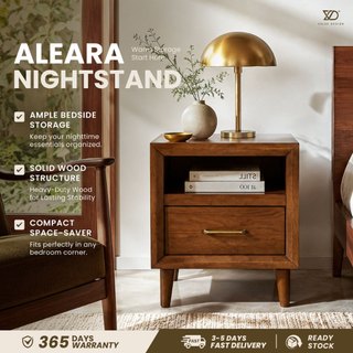 Bedroom Makeover Must-Haves | Aleara Mid Century Nightstand | Aesthetic SAP Walnut Bedside Table 2026 | Modern Bedside