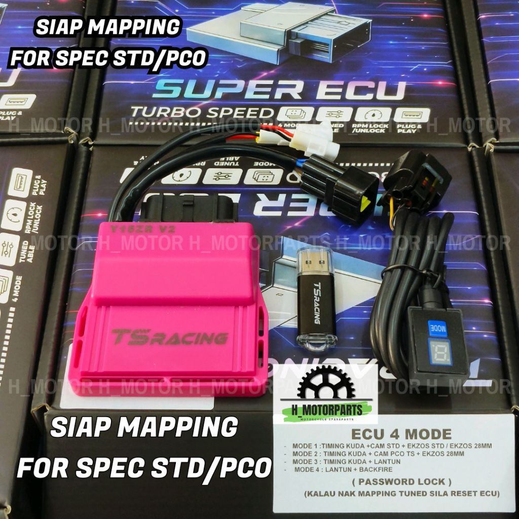 TS RACING ECU Y15 V1 V2 Y16 LCV8 SIAP MAPPING 4MODE RACING POWER LC135 FI V8 Y15ZR SUPER ECU HIPOWER