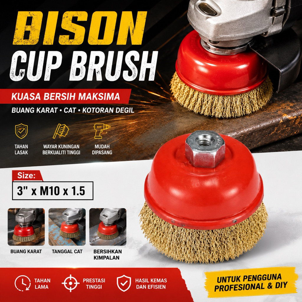 Bison Cup Brush 3 x M10 x 1.5