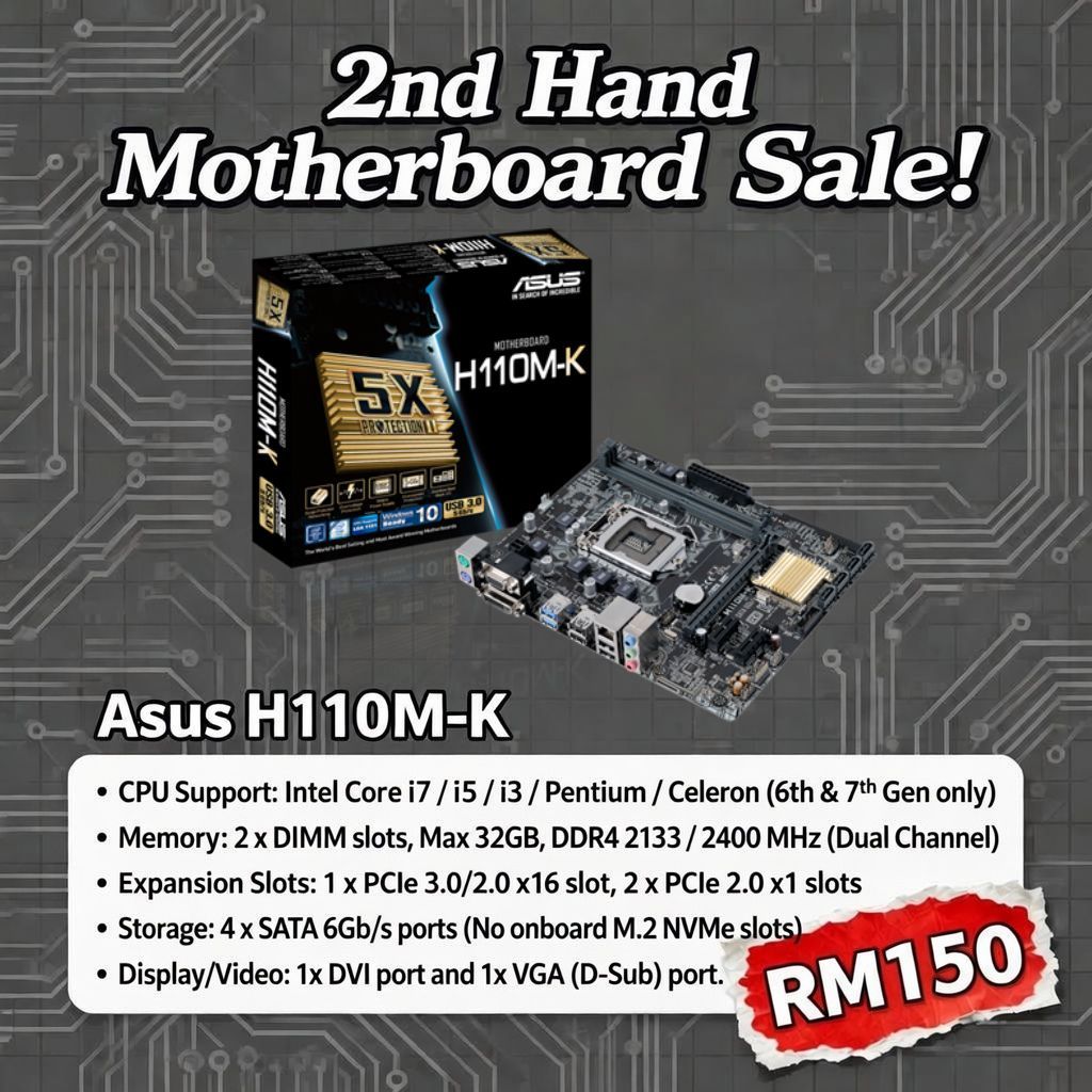 [USED] Asus H81M-K / Asus H110M-K / มือ 2 H81M-K / มือ 2 H110M-K / H81 Series / H110 Series