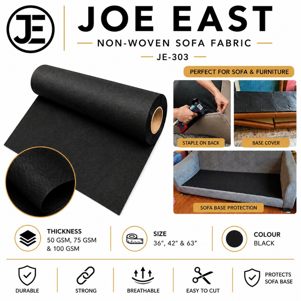 (มิเตอร์) 50gsm 75gsm 100gsm x 36" 42" 63" PP NON-WOVEN BLACK WHITE CLOTH SOFA DIVAN WRAP PERABOT BALUT KAIN DIY