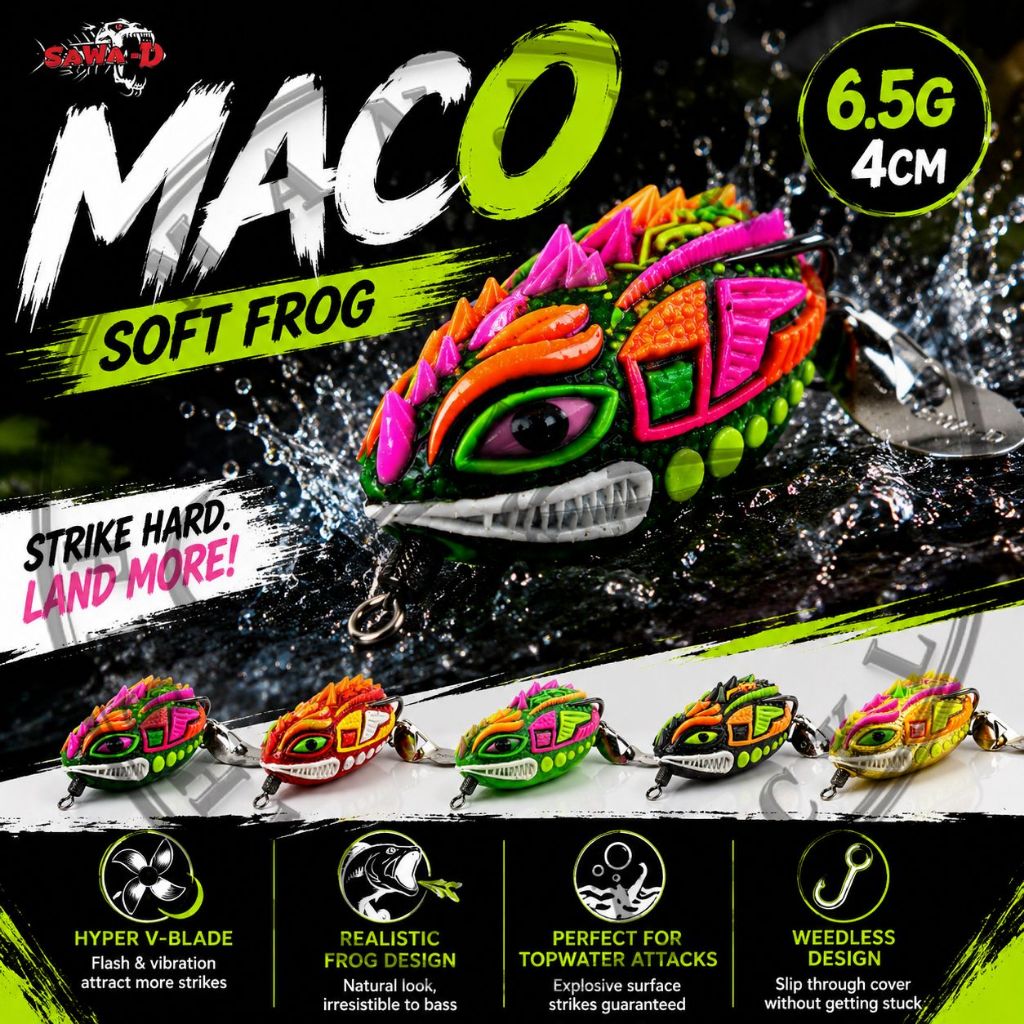 SAWA-D MACO Soft Frog Lure 6.5G/4CM BKK HOOK