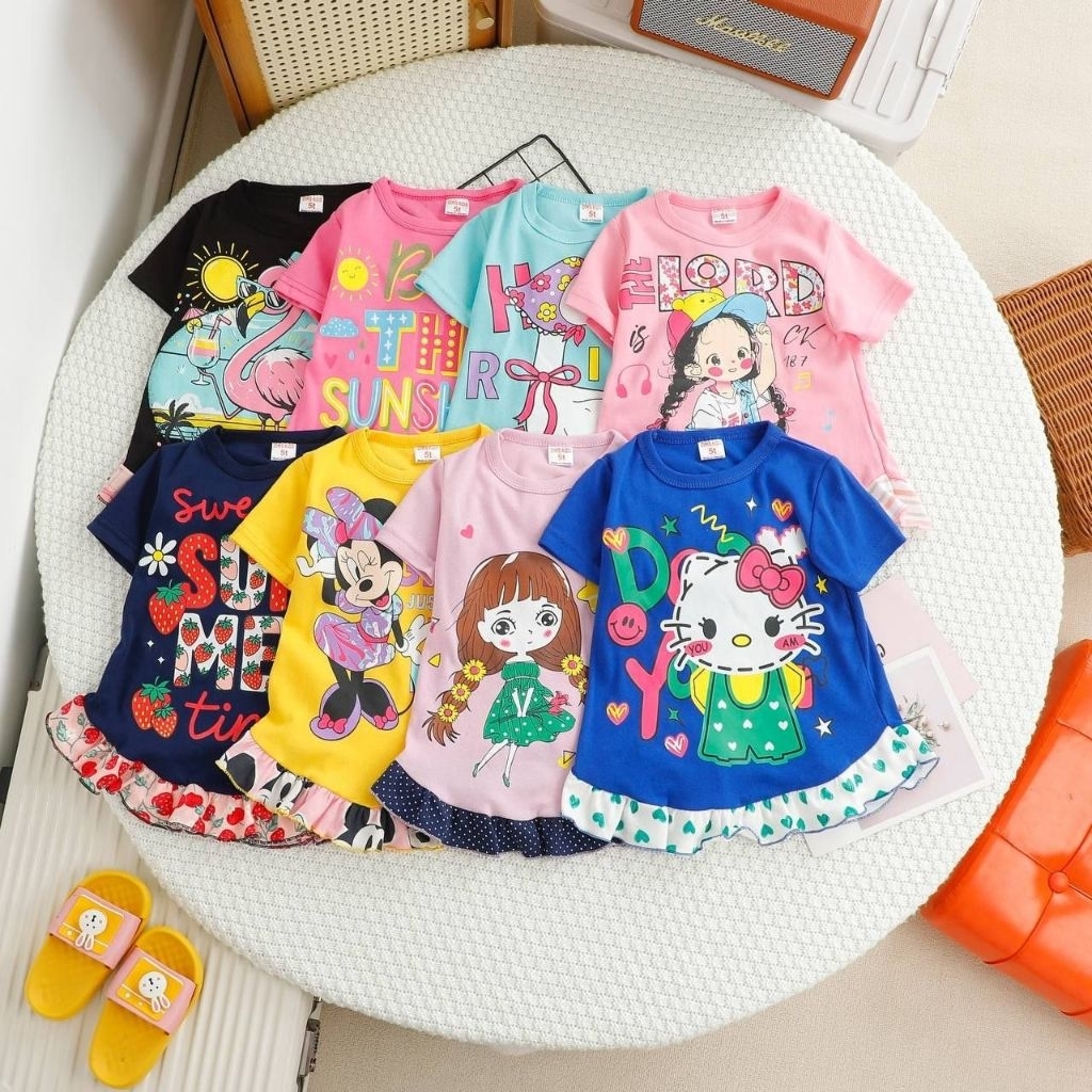 SET BOOTCUT RUFFLE COTTON GIRL 1Y-13Y PILIH LIVE