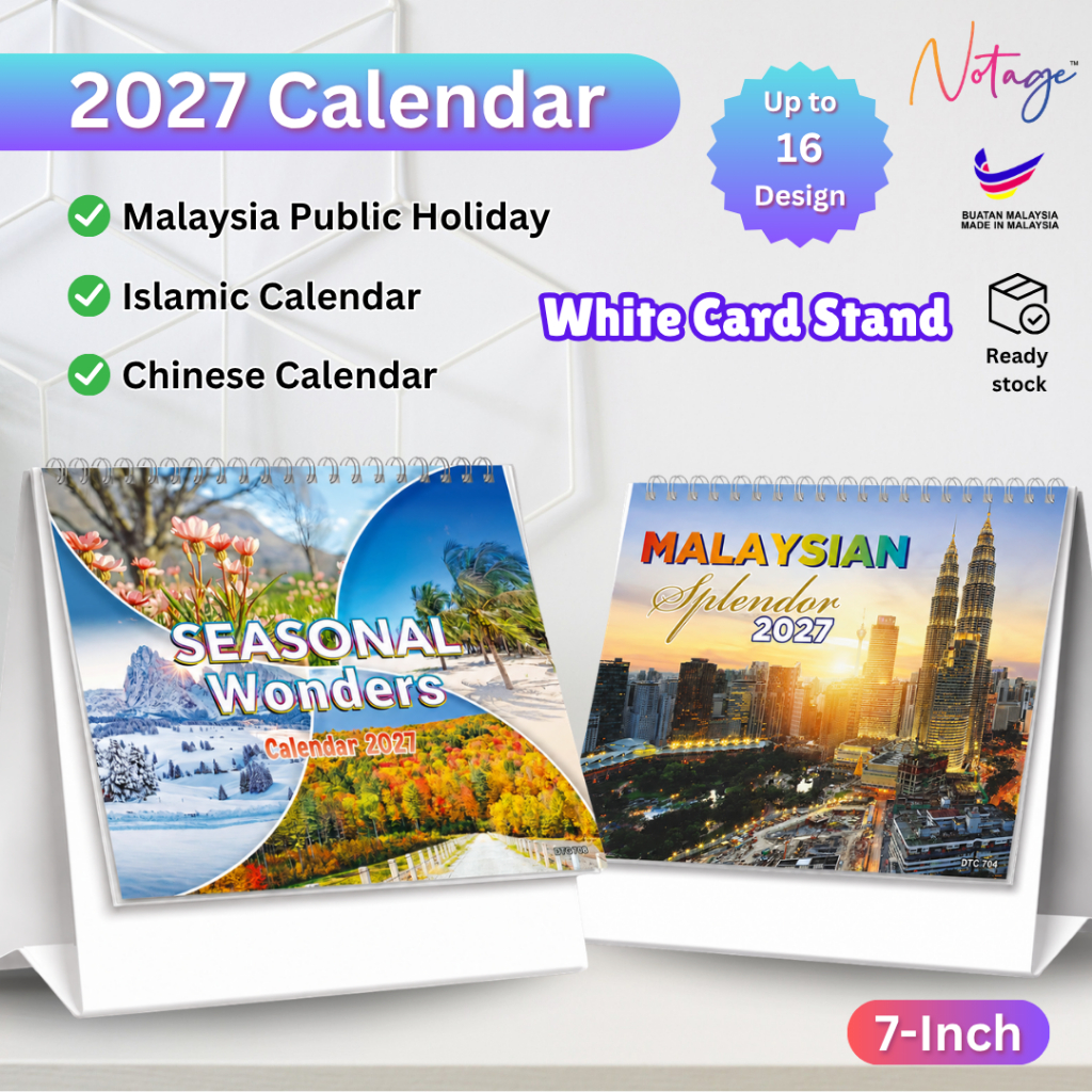 2027 ปฏิทินตั้งโต๊ะขาตั้งสีขาว Simple Flip ปฏิทินตั้งโต๊ะ Public Holiday Aesthetic Kalendar Meja สําหรับ Home