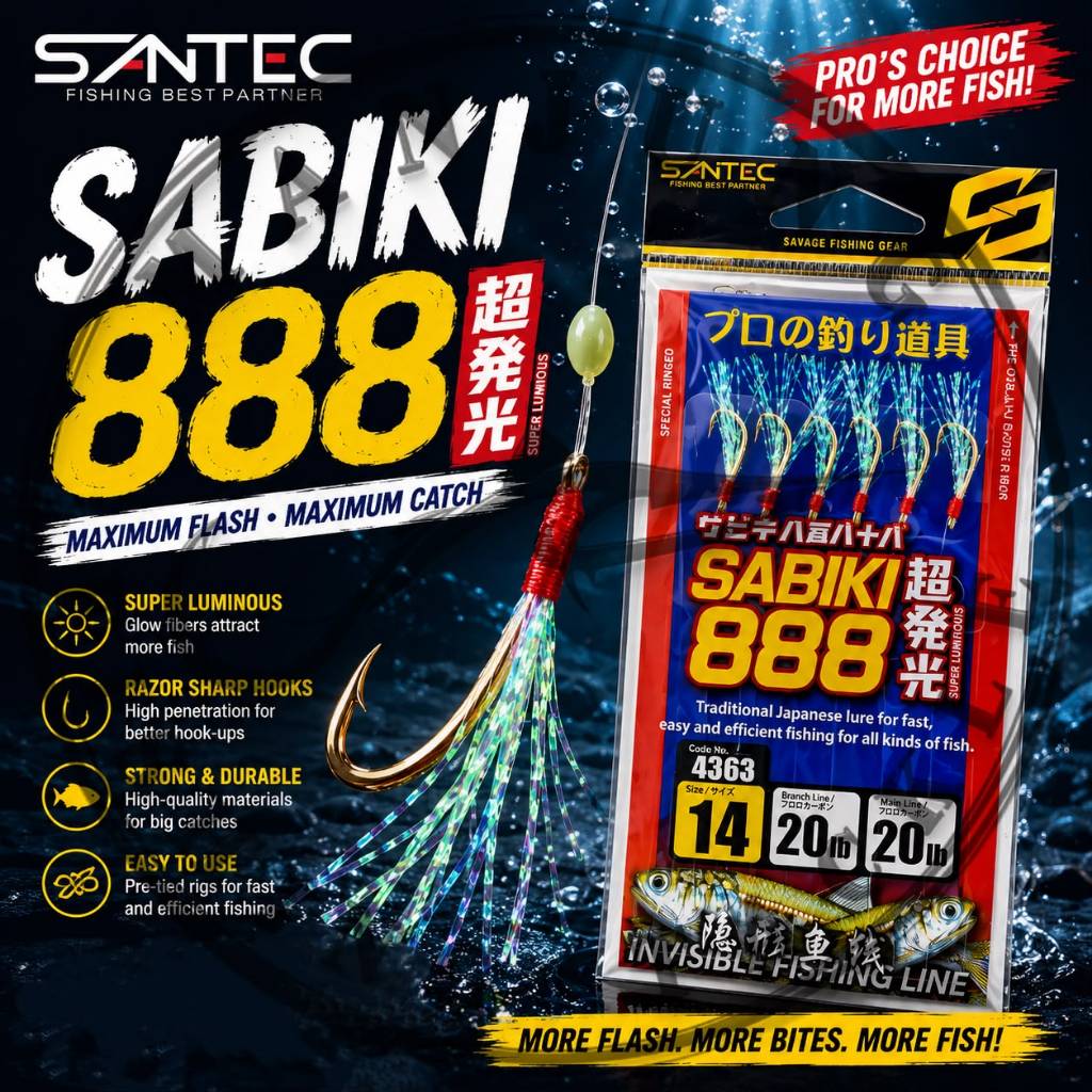 SANTEC - SABIKI 888 AURORA THREAD 4363 UV EFFECT APOLLO HOOK