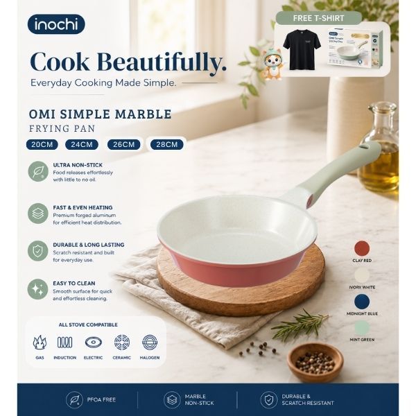 OMI SIMPLE MARBLE PAN 20CM /24CM /26CM/ 28CM(FRYING PAN)