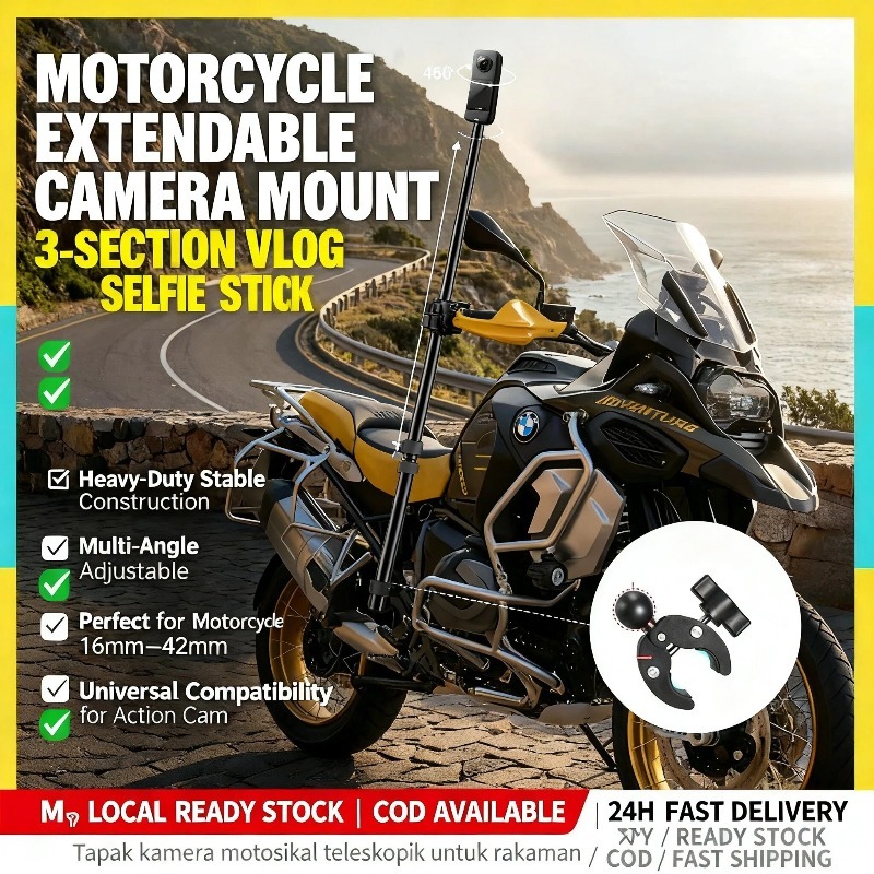 24Hr เรือรถจักรยานยนต์จักรยาน Handlebar Mount Selfie Stick สําหรับ Insta360 X5/X4/X3/One X2 GoPro dj