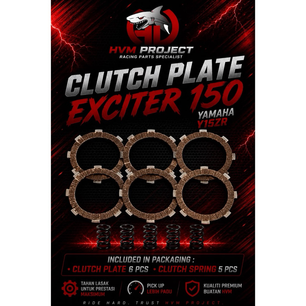 HVM PROJECT CLUTCH PLATE RACING WITH SPRING CLUTCH Y15ZR ( 6 ชิ้น )