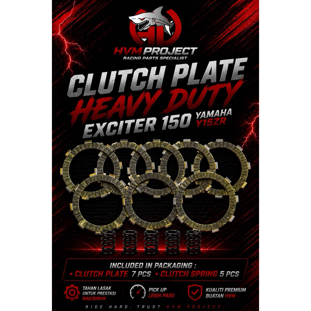 HVM PROJECT CLUTCH PLATE RACING HEAVY DUTY WITH SPRING CLUTCH Y15ZR ( 7 ชิ้น )