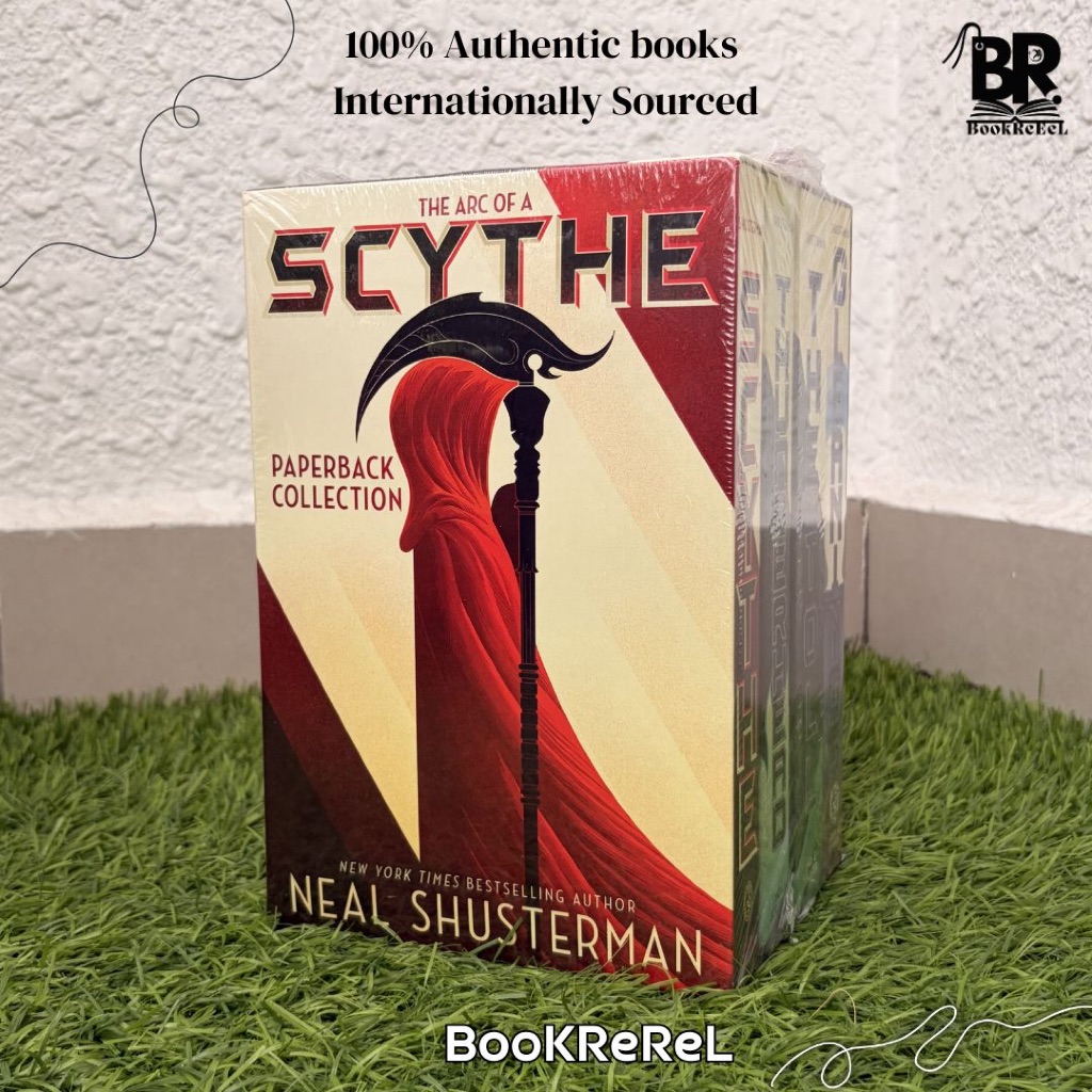 ส่วนโค้งของ Scythe ปกอ่อนชนิดบรรจุกล่อง: Scythe; Thunderhead; The Toll; Galenings โดย Neal Shusterma