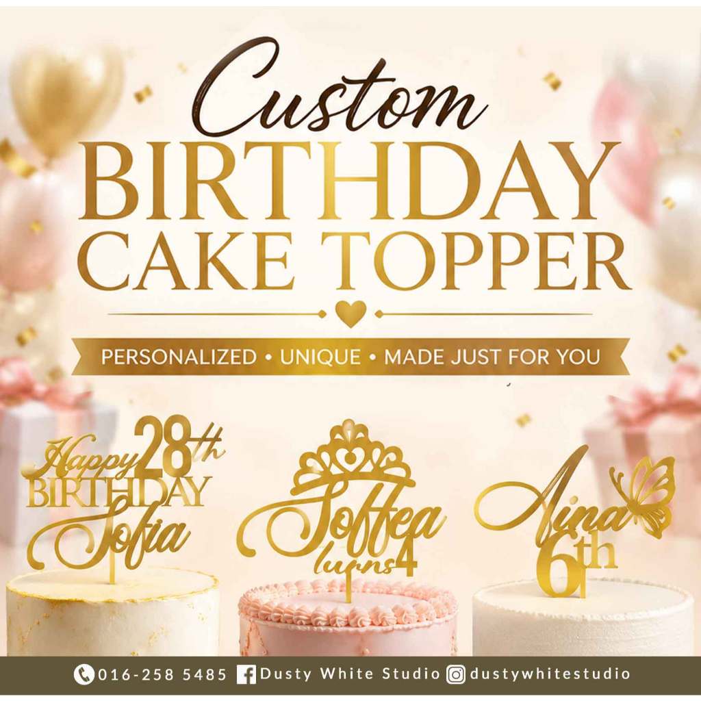 วันเกิดเค้ก Topper ที่กําหนดเองเค้กวันเกิด Topper เค้ก Topper ฟรี ACRYLIC STICK NO URGENT ORDER