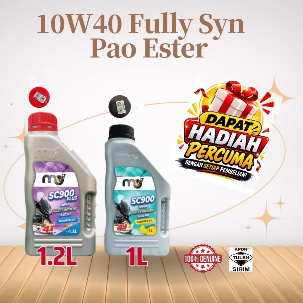 MO2 SC900 & SC900 PLUS 4T SAE 10W40 FULLY SYNTHETIC PAO ESTER SCOOTER ENGINE OIL 1L & 1.2L