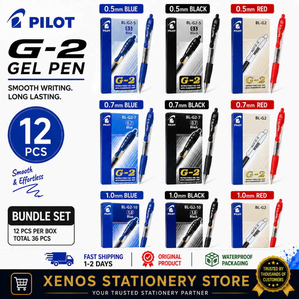 [SAVE SHIPPING FEE] PILOT G2 PEN | PILOT G2 ปากกาเจล 0.38MM / 0.5MM / 0.7MM / 1.0MM [ 12 ชิ้น ]