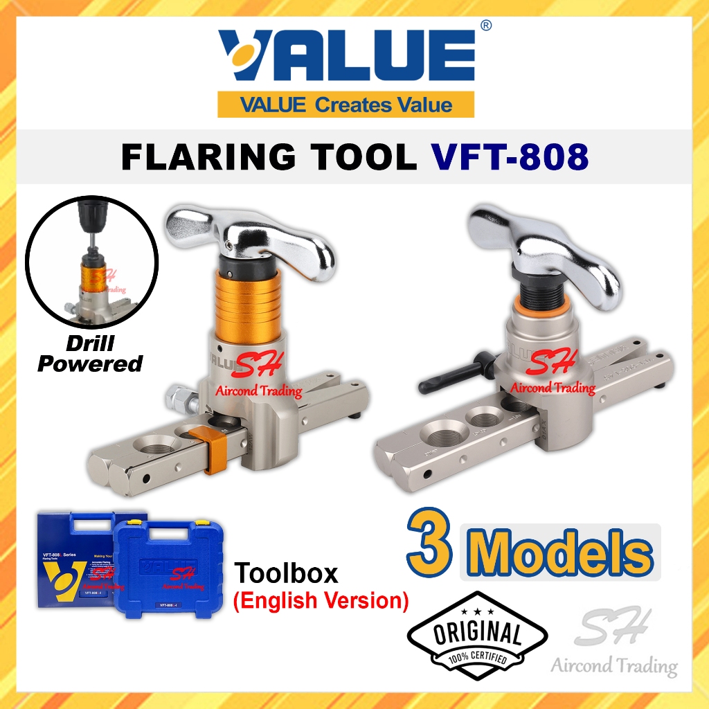 ค่า Flaring Tool VFT-808L-I VFT-808-I VFT-808UA-I VFT-808E-I 1/4 "16" 3/8" 1/2" 5/8" 3/4" (นิ้ว) Fla