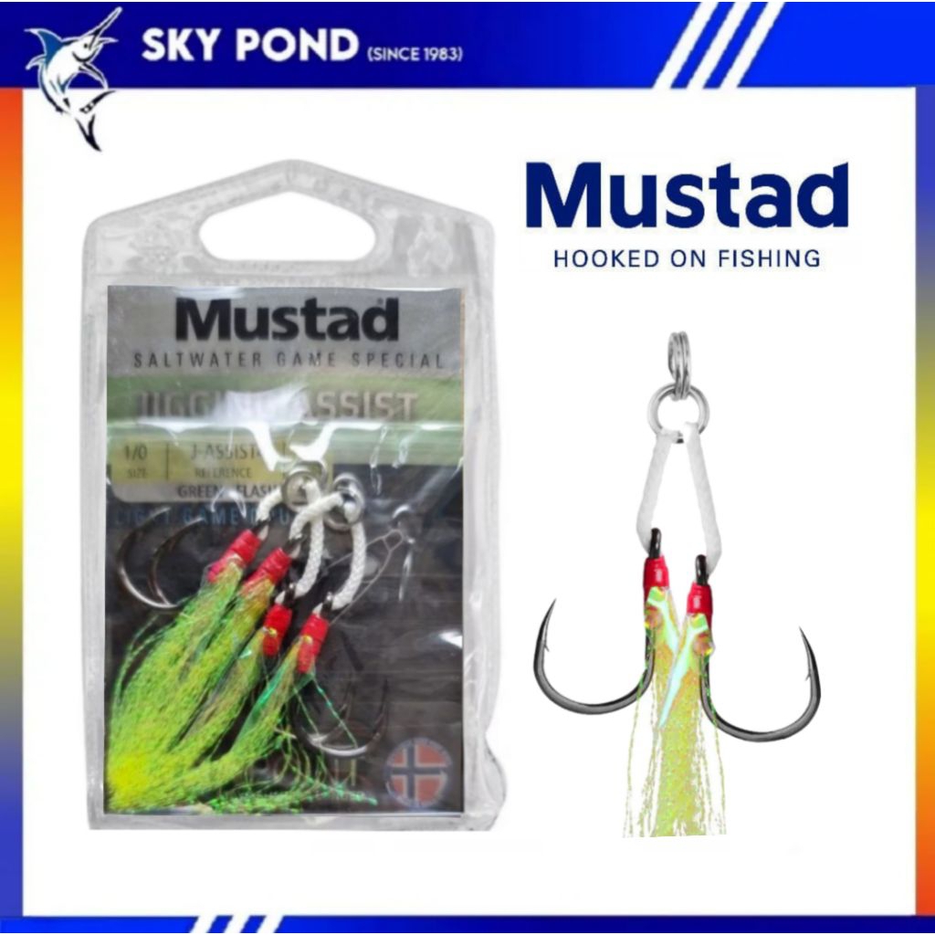 MUSTAD Jigging Assist Light Game Double Hook (J-Assist4) (1, 1/0, 2/0, 3/0)
