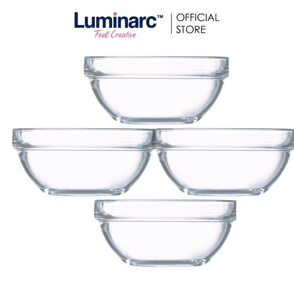 Luminarc Empilable 4 ชิ้นชุดชามสลัดอเนกประสงค์ใส (17 ซม.) [รุ่น: G2712x4] - เครื่องรับประทานอาหาร