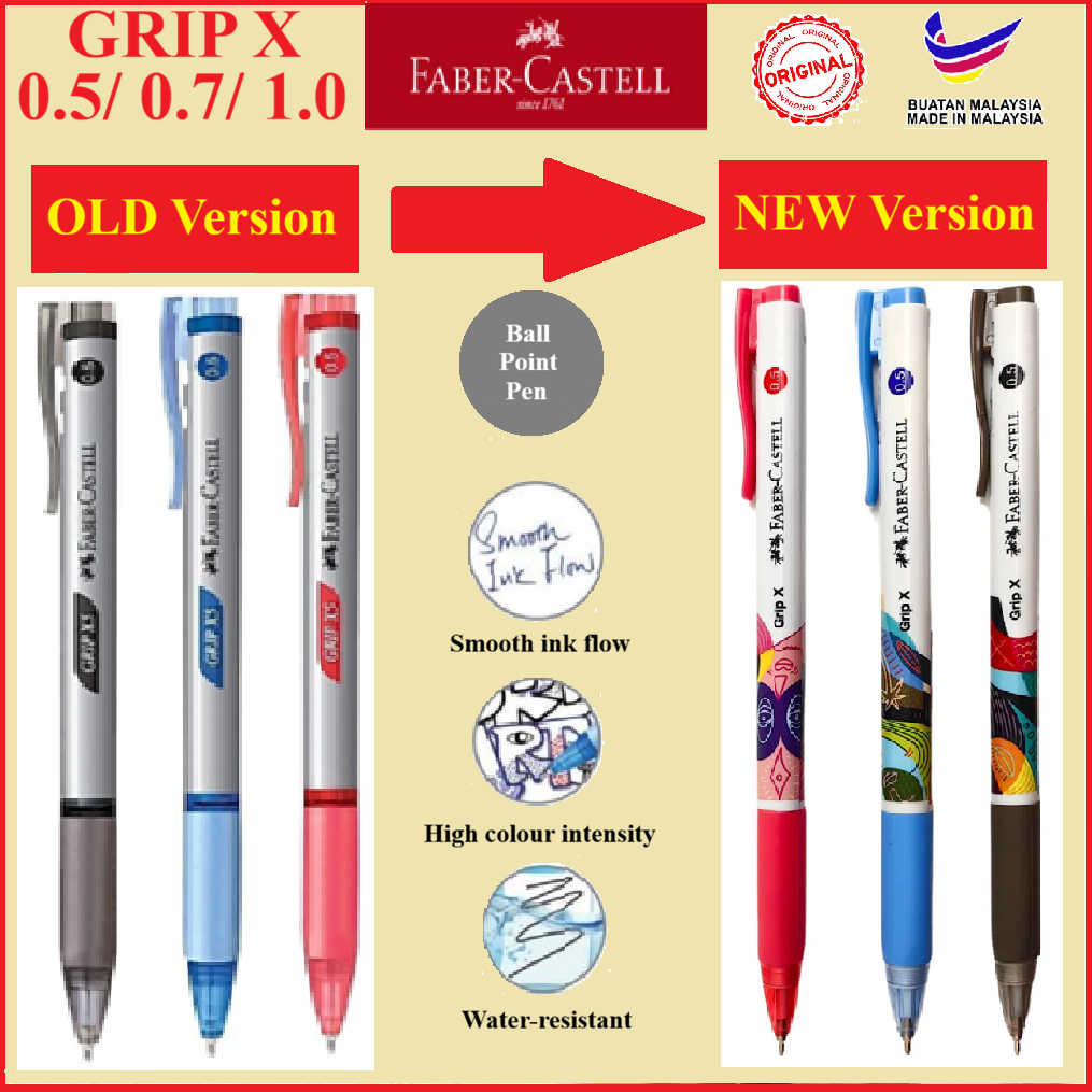 Faber Castell Ball Pen Grip X5 / Grip X7 / Grip X10 40 ชิ้น / กล่อง (แดง / น้ําเงิน / ดํา) สํานักงาน