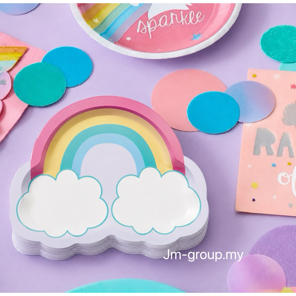 จานกระดาษ RAINBOW CLOUD 8 ชิ้น /