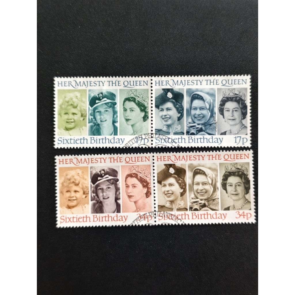 BS39 Great Britain ปี 1986 60th Birthday of Queen Elizabeth แสตมป์ครบชุด 2v x2 ปิดกระดาษจาก FDC