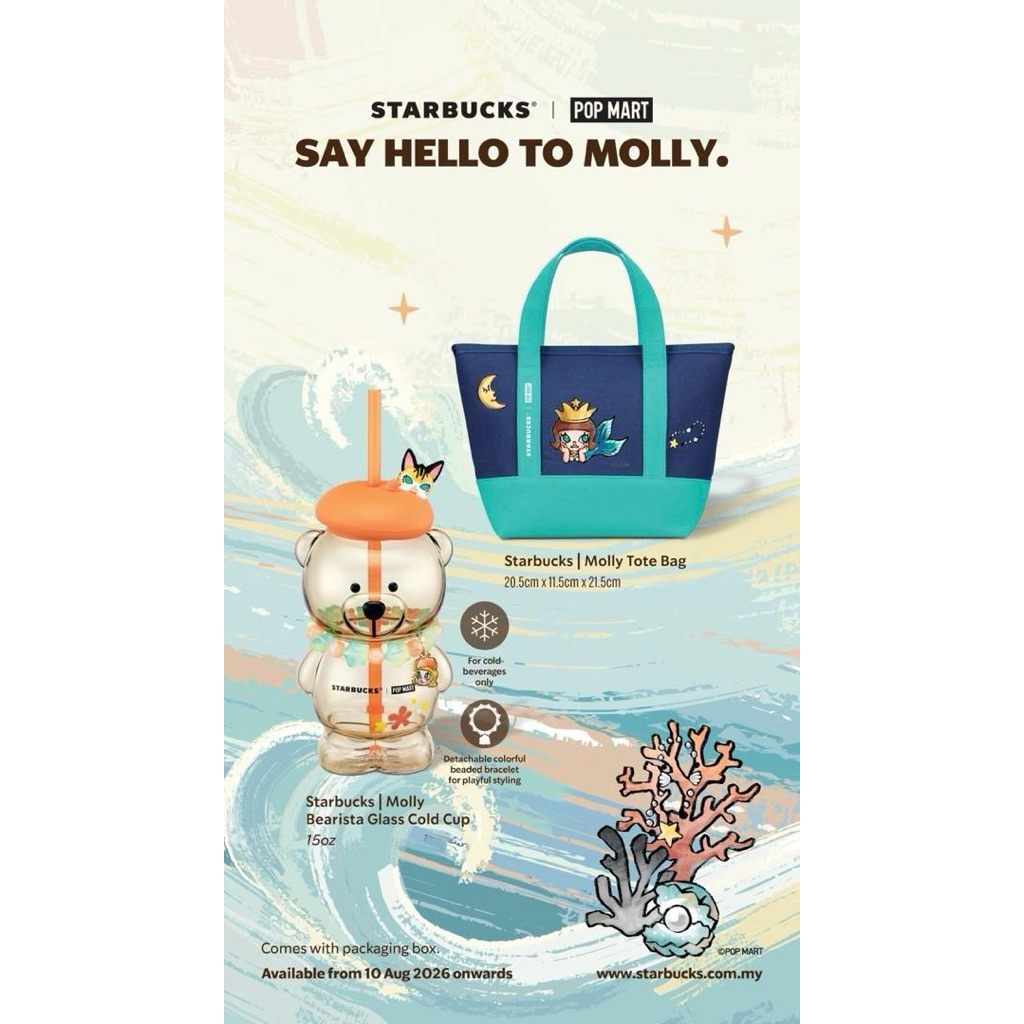 Starbucks X Pop Mart Molly Cold cup/Tote bag/Mug/Tumble/cabin กระเป๋าเดินทาง
