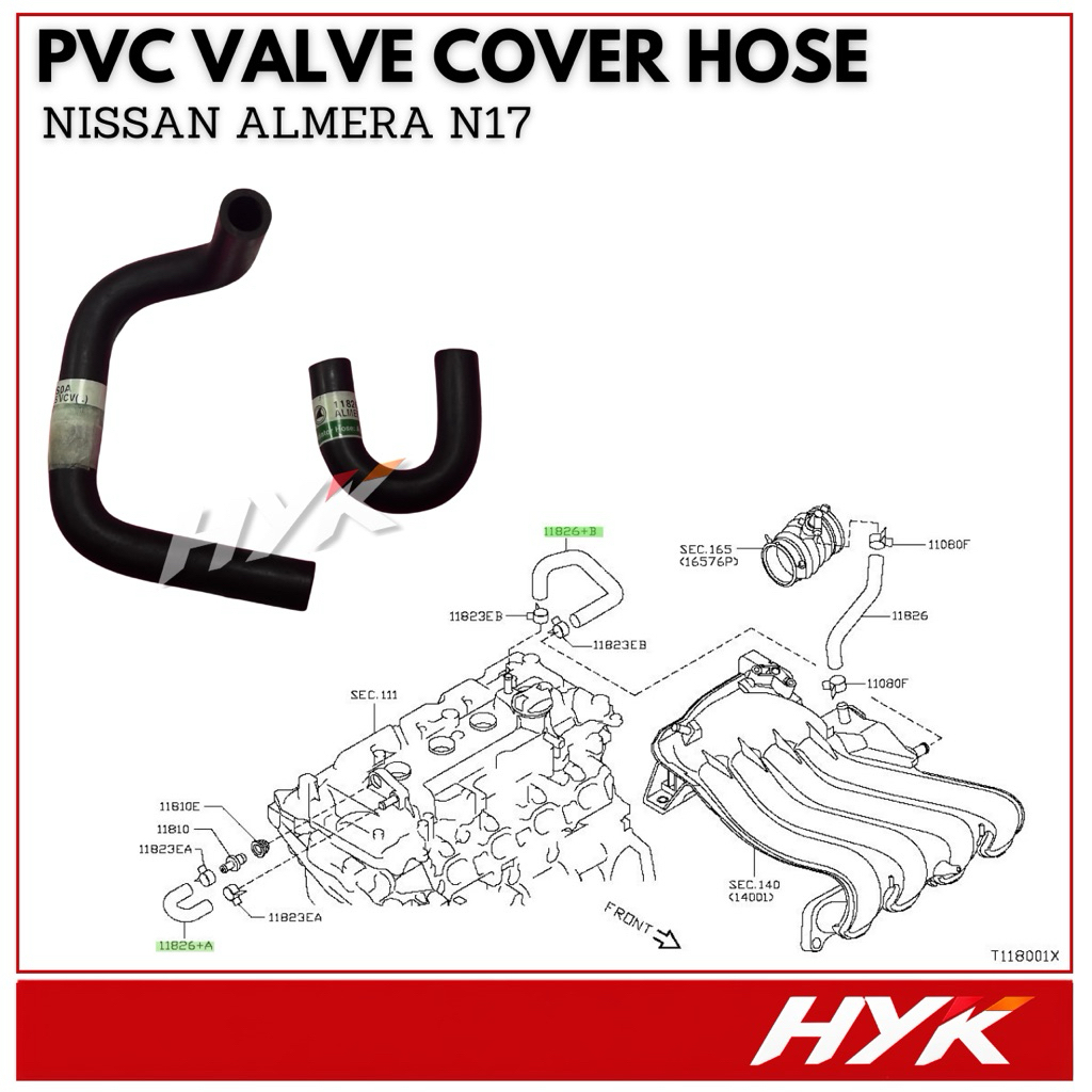 NISSAN ALMERA N17 PVC ฝาปิดวาล์ว 11826-1HS0A/11826-1HC0C