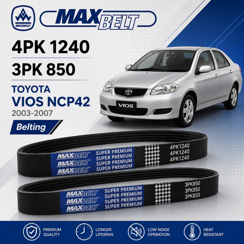 TOYOTA Vios NCP42 2003-2008 MAXBELT Belting 3PK850 / 3PK 850 / 4PK1240 / 4PK 1240