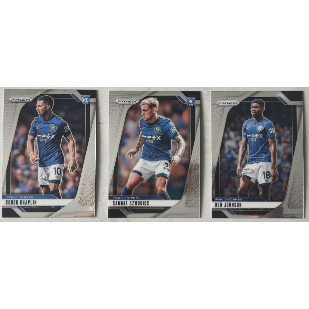 PANINI PRIZM IPSWICH TOWN CHAPLIN ZMODICS JOHNSON การ์ดรุ่นที่จํากัดแฟนฟุตบอลที่สมบูรณ์แบบ