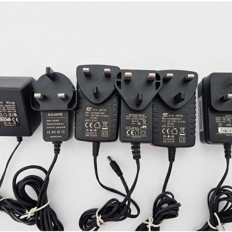 มือสองอะแดปเตอร์ AC TO DC 12V1A 12V1.5A 12V0.8A 9V0.2A 5.5mmx2.1mm C---(o--- + UK POWER SUPPLY ADAPT