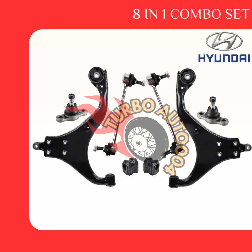 [8 IN 1] Front Lower Arm Ball Joint Stabilizer Link Bush สําหรับ Hyundai Tucson JM 05 / Kia Sportage