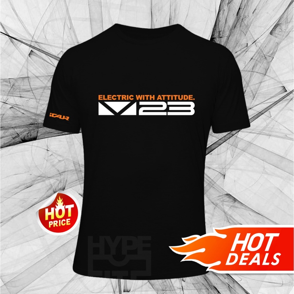 ใหม่ ICAUR I-CAUR I CAUR V23 ไฟฟ้าพร้อม Attitude EV Car T-Shirt Tee Cotton 160GSM แขนสั้น Unisex SS