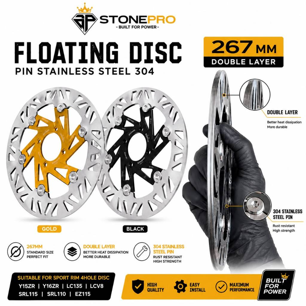 STONEPRO DYNOPRO แผ่นชัตเตอร์ Y125 Y125Z Y125ZR LC135 ใหม่ 5S RSX RS150 จานเบรค