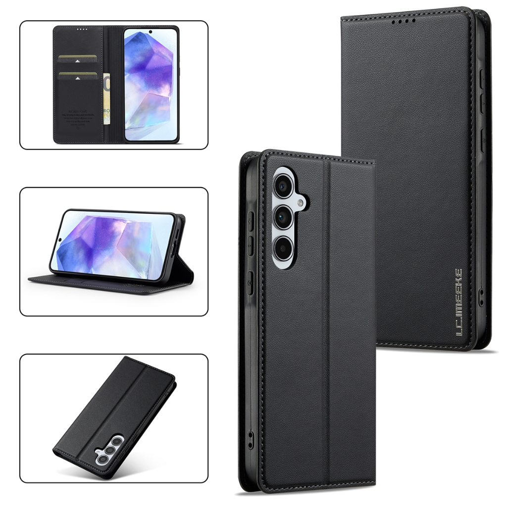 LC.IMEEKE SAMSUNG Galaxy A56 5G SM-A566B L1 Magnetic Wallet Card Slot Folio Leather Phone Cover Case