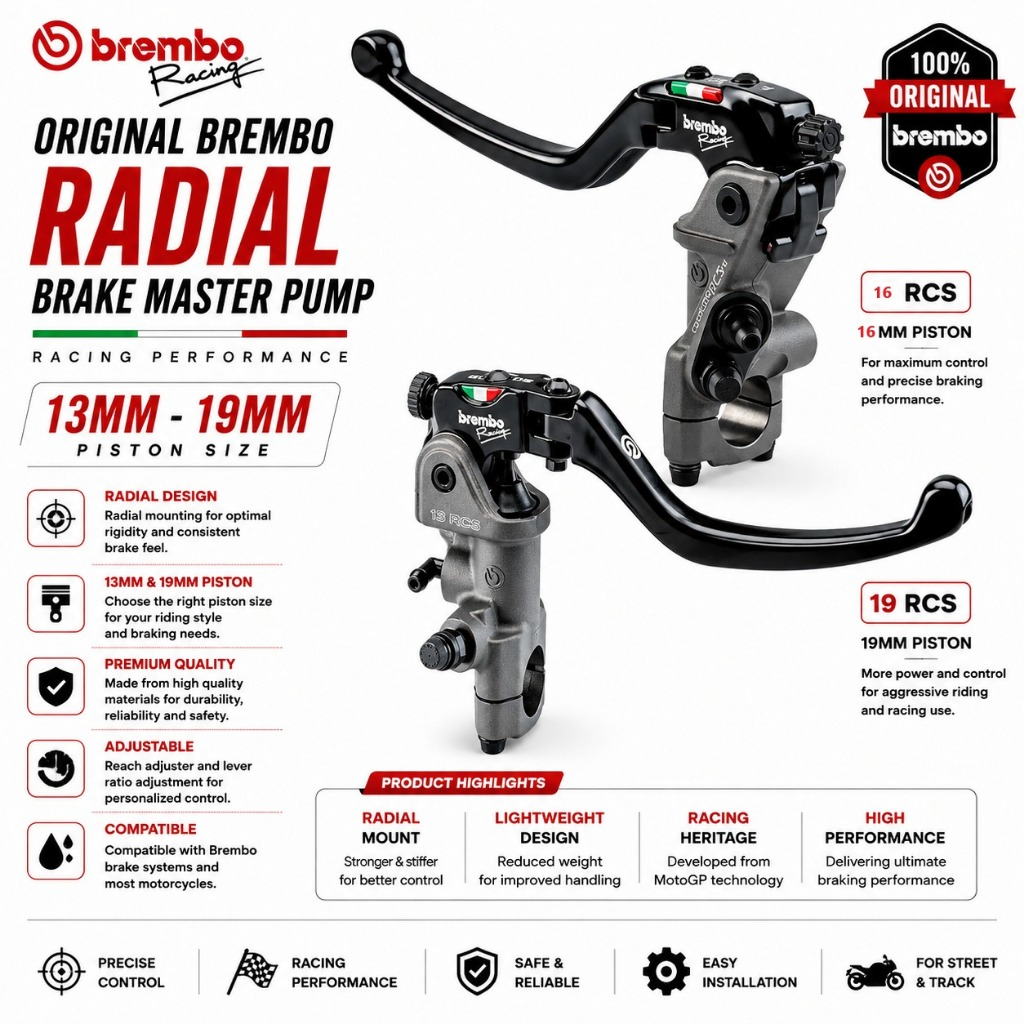 คอลเลกชัน Brembo เบรค Master ปั๊มไฮดรอลิก Universal คลัทช์ RCS13 RCS14 RCS15 RCS16 RCS17 RCS19 Corsa