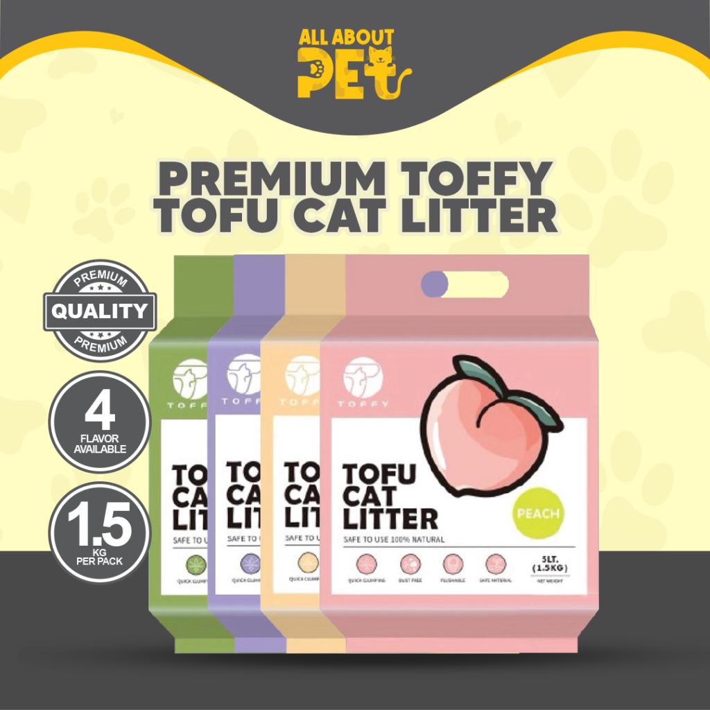 พรีเมี่ยม Toffy สัตว์เลี้ยง Clumping Cat Litter เต้าหู้แมวครอกทราย Pasir Kucing Tofu Litter ห้องน้ํา