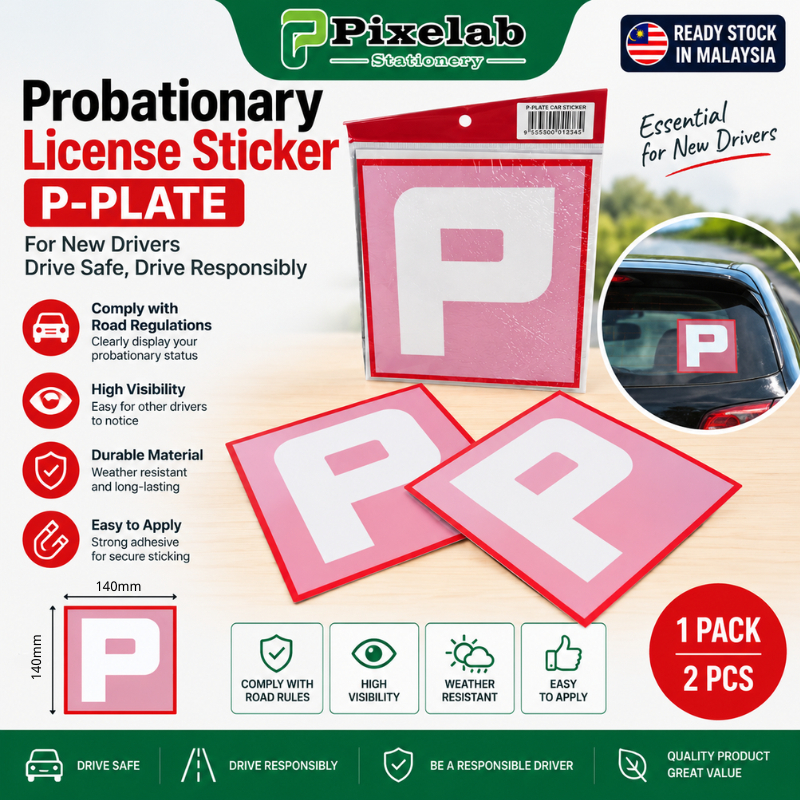 Probationary License Sticker P Plate 140mm x 140mm New Driver Car Sticker