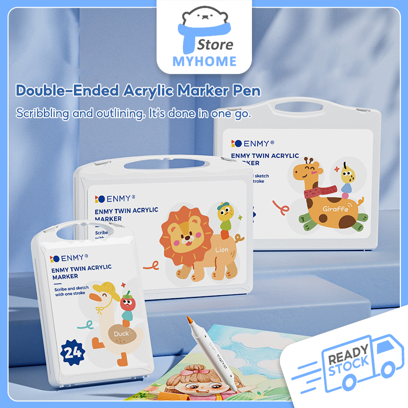 ENMY Dual Tips อะคริลิค Marker ล้างทําความสะอาดได้ MARKER ปากกา Arcylic Marker สีวาด Colouring Marke