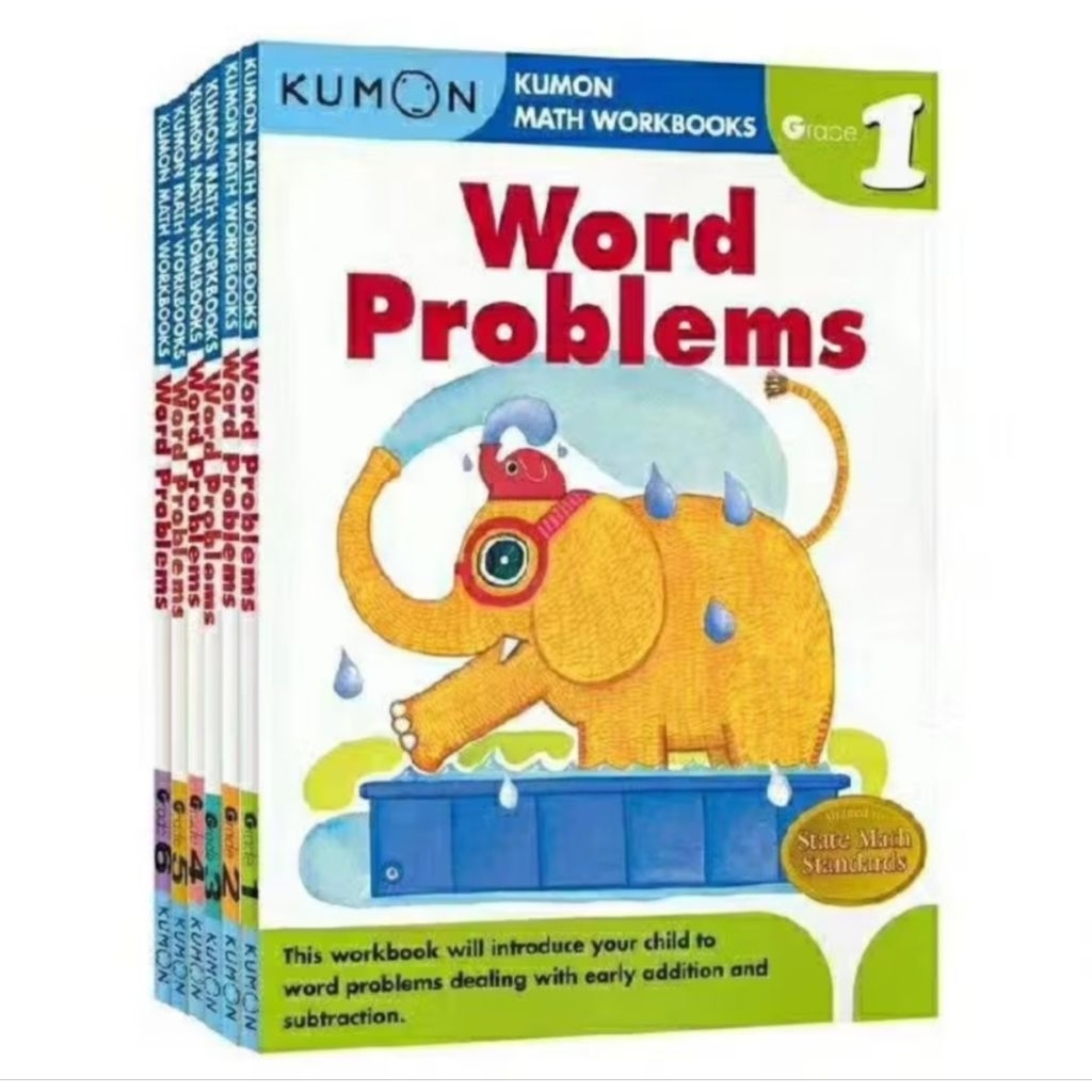 (9 เล่ม) Kumon Math Reading/Writing/Words Problem Workbooks หนังสือการเรียนรู้ในช่วงต้น