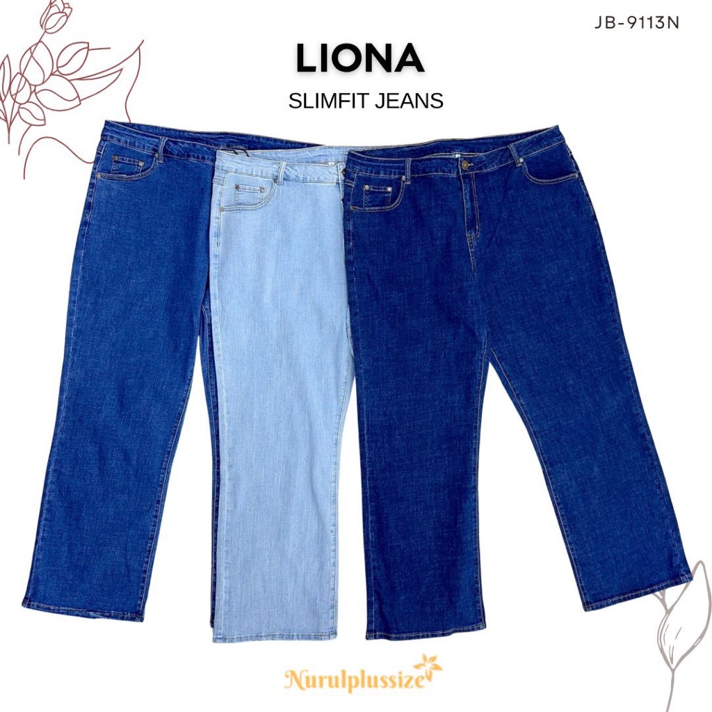 PLUSSIZE PEREMPUAN JEANS PANTS STYLE SLIM FIT CUTTING KOREAN FASHION JEANS PANTS Liona - (Code:JB-91