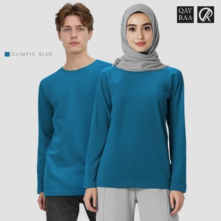 QAYRAA P3 Jersey Plain Microfiber Long Sleeve Round Neck -Size S-5XL/Black/Maroon/Red/Navy Blue/Dark Grey/Purple/Green