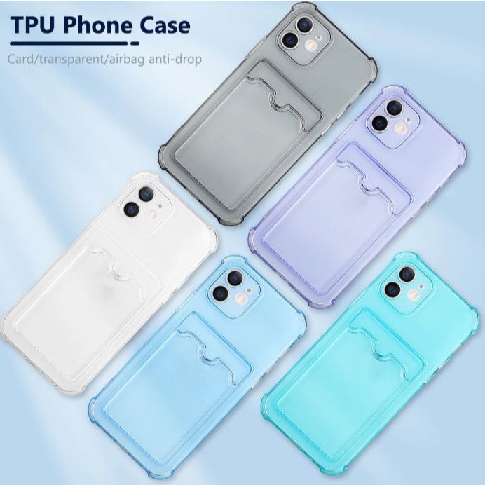 SAMSUNG A55 A56 A72 A73 SOFT TPU CLEAR WALLET CARD SLOT HOLDER CASE