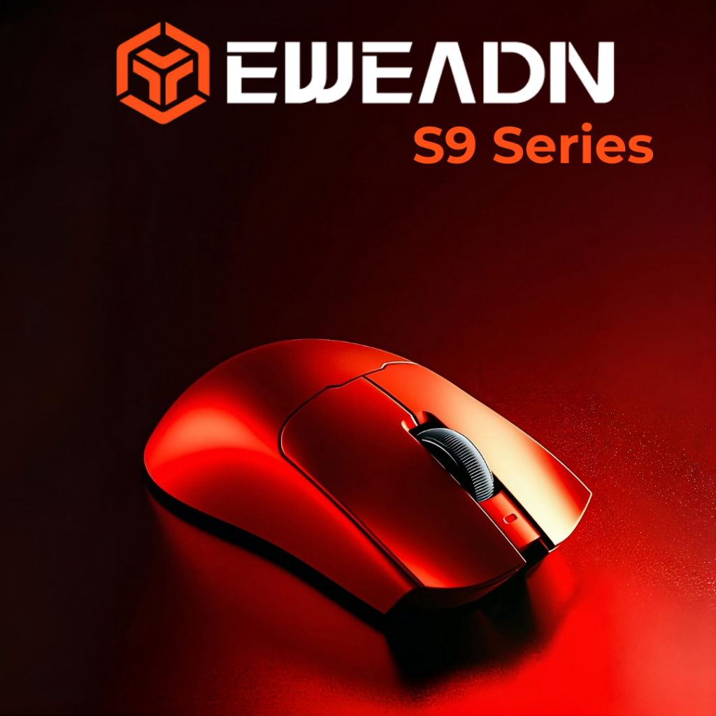 EWEADN S9 Wireless Gaming Mouse Tri-Mode 2.4G/BT/Wired PAW3395 500mAh Battery 6-Speed Customize DPI