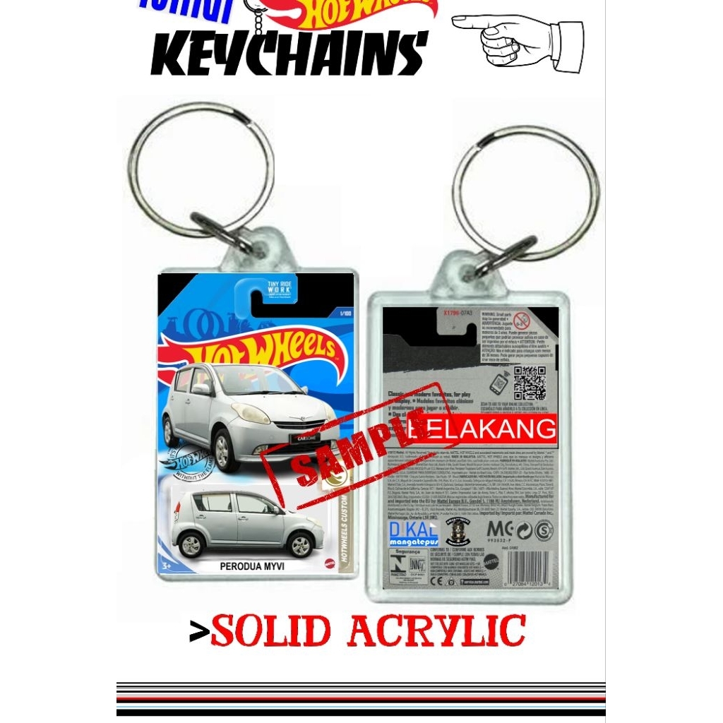 Hot wheels mini icon พวงกุญแจ myvi เงิน 2 ชิ้น