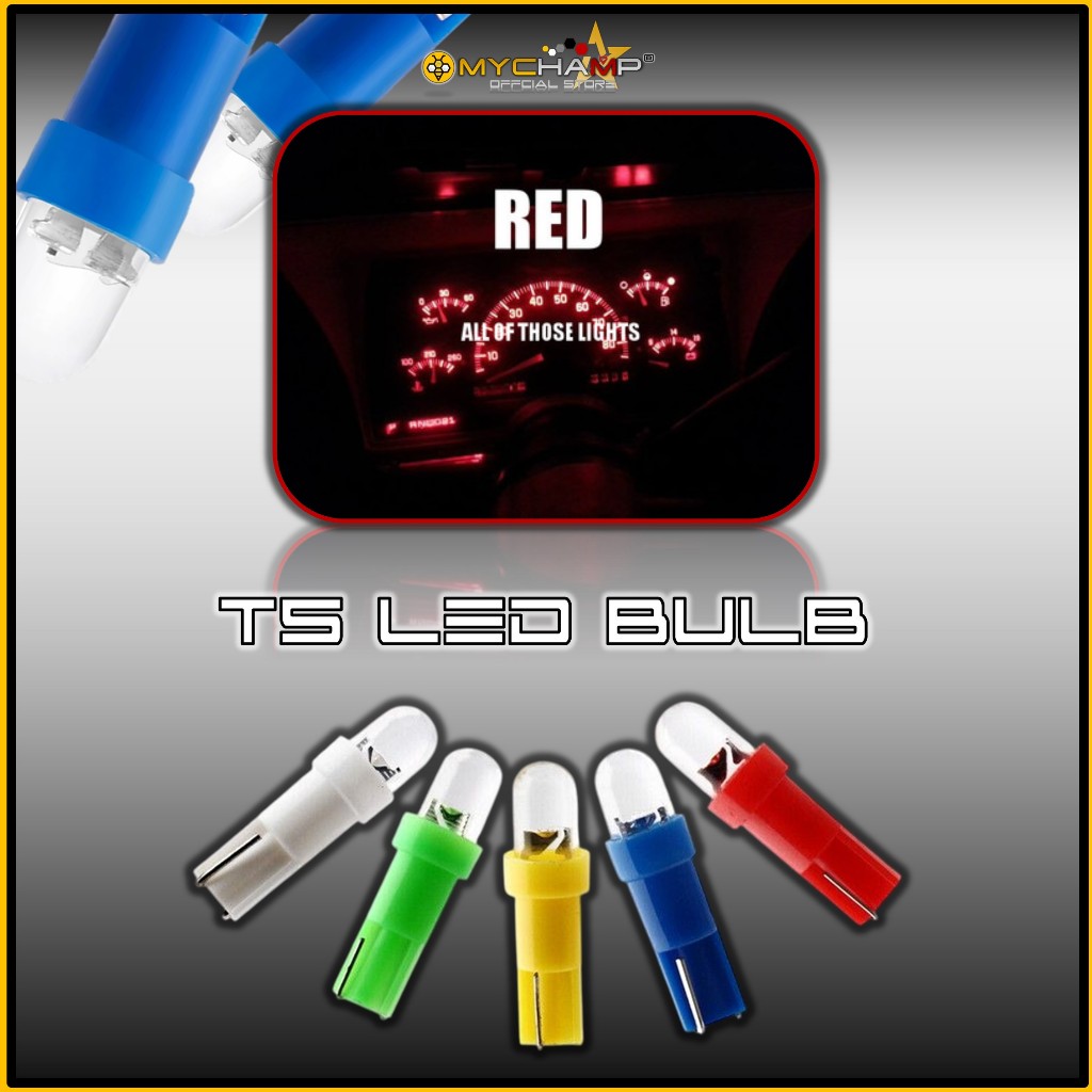 T5 LED BULB DASHBOARD WEDGE LIGHT BULB สําหรับรถยนต์ / MOTORCAR (2 ชิ้น/ชุด)
