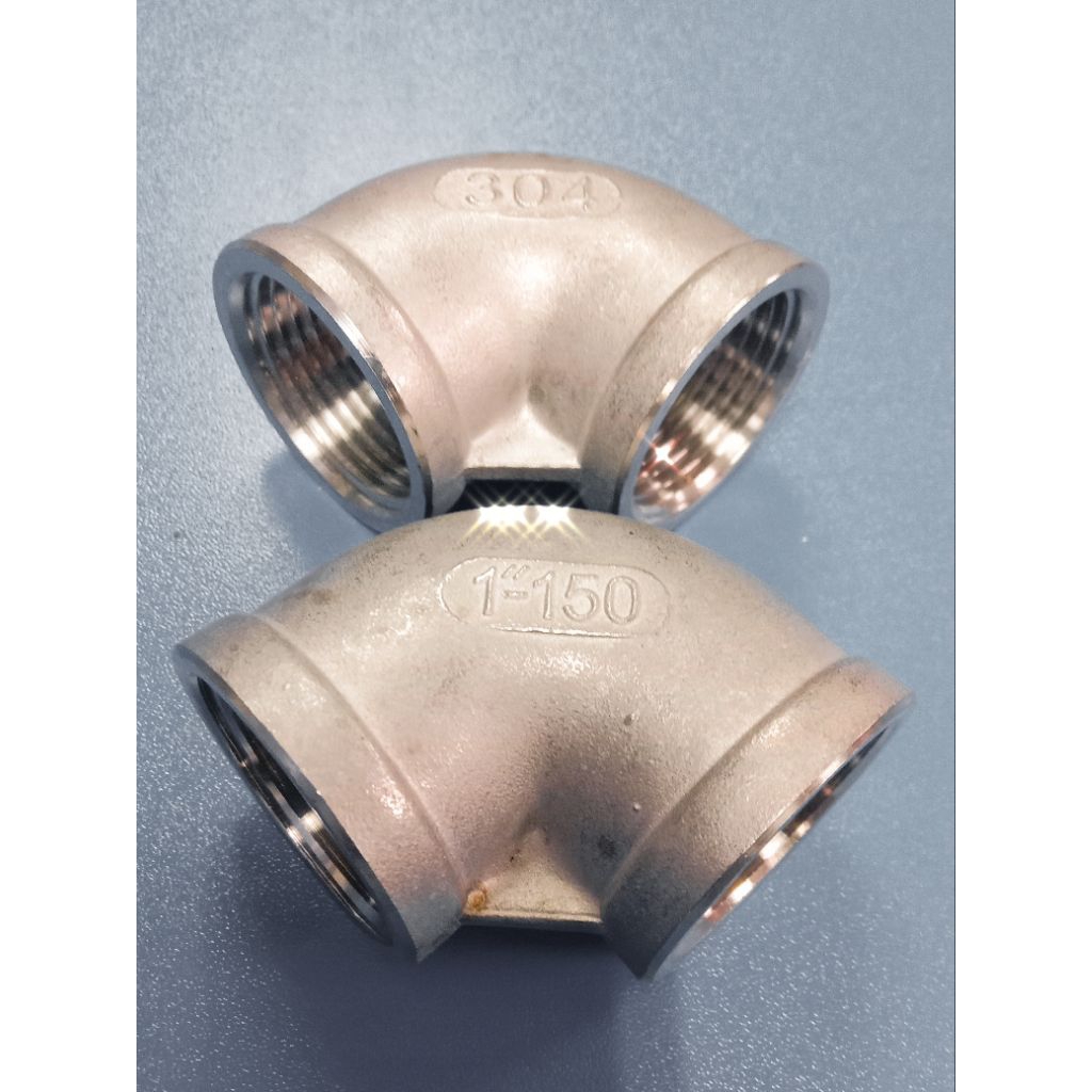 SUS 304 ข้อต่อท่อข้อศอกสแตนเลส 90 องศา (เกลียว BSP) - สแตนเลสแท้ 100% SUS304