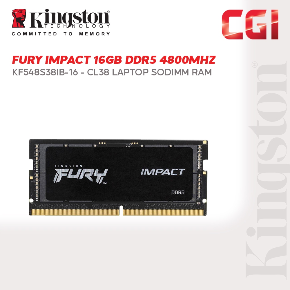 Kingston FURY Impact 16GB DDR5-4800 CL38 262-Pin SODIMM - KF548S38IB-16