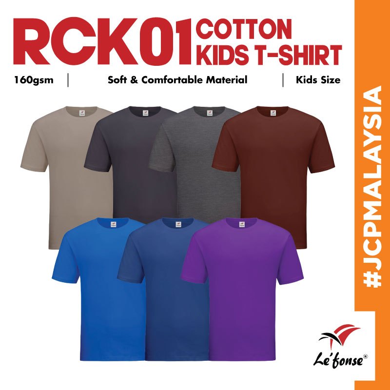 JCP x LEFONSE Premium Soft Cotton Round Neck Kids T-Shirt RCK01 เสื้อยืดเด็กระบายอากาศได้สบาย - RCK0