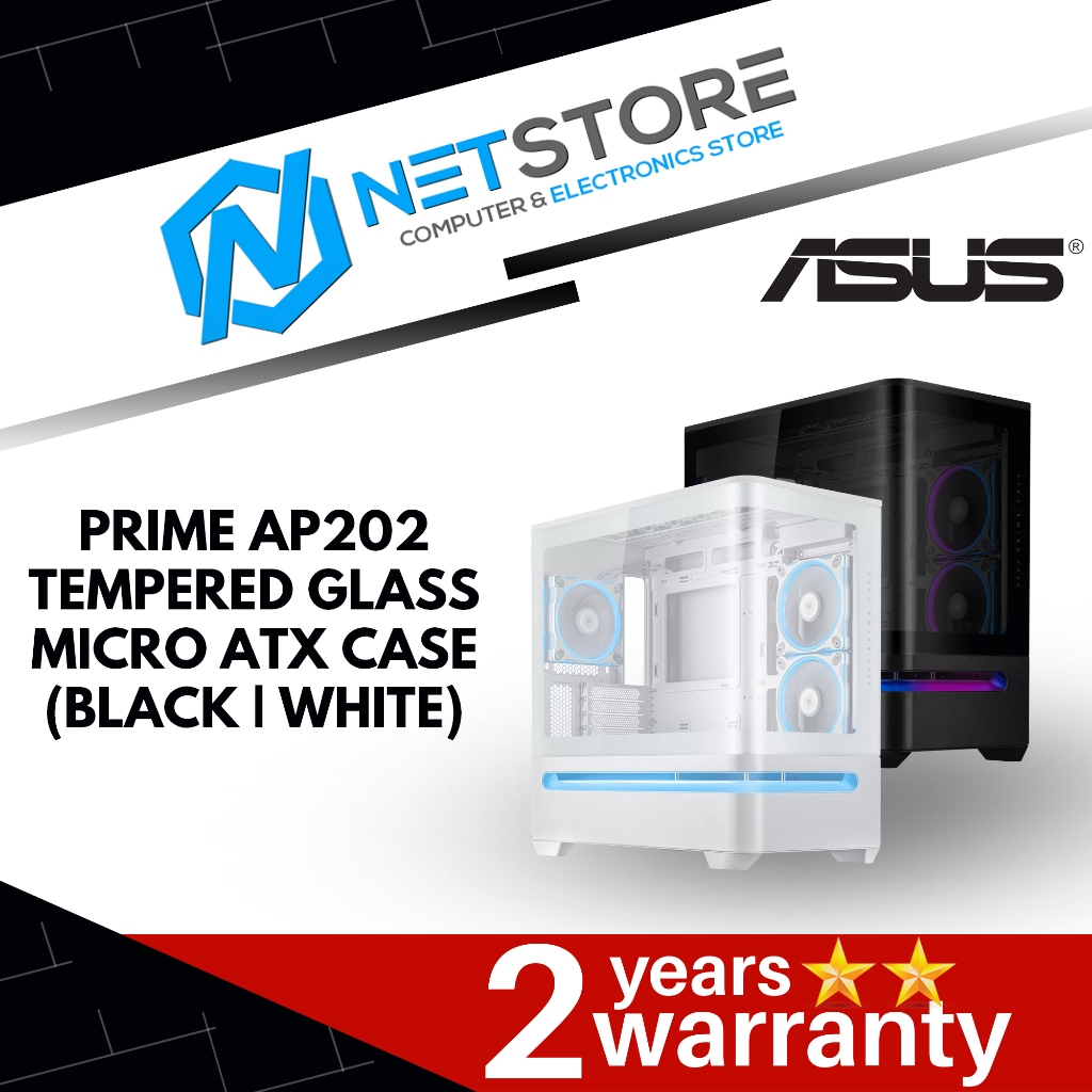 ASUS PRIME AP202 TG ARGB MATX CASING - (ขาวดํา)