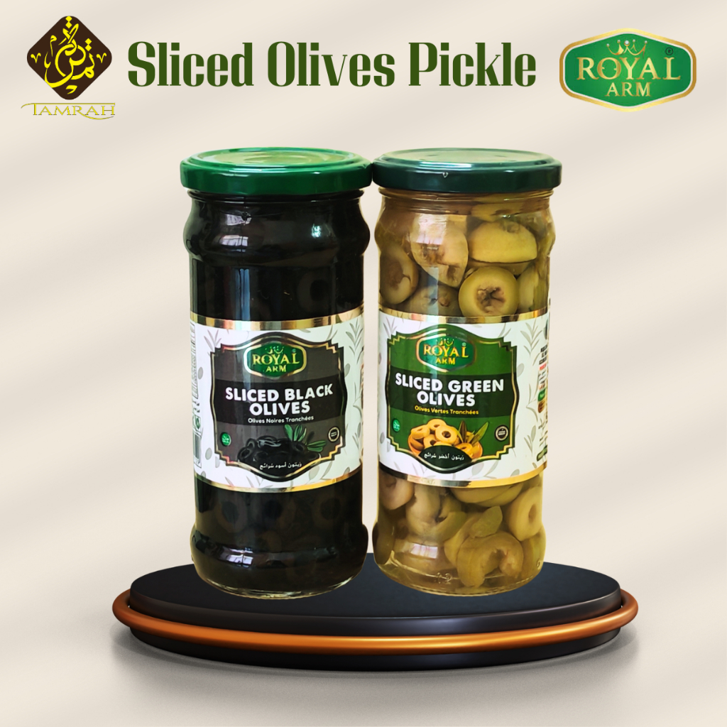 Royal Arm Sliced Olives Pickles/Black Olives/Green Olives/Pickles/Preferd/340g/Natural/Premium